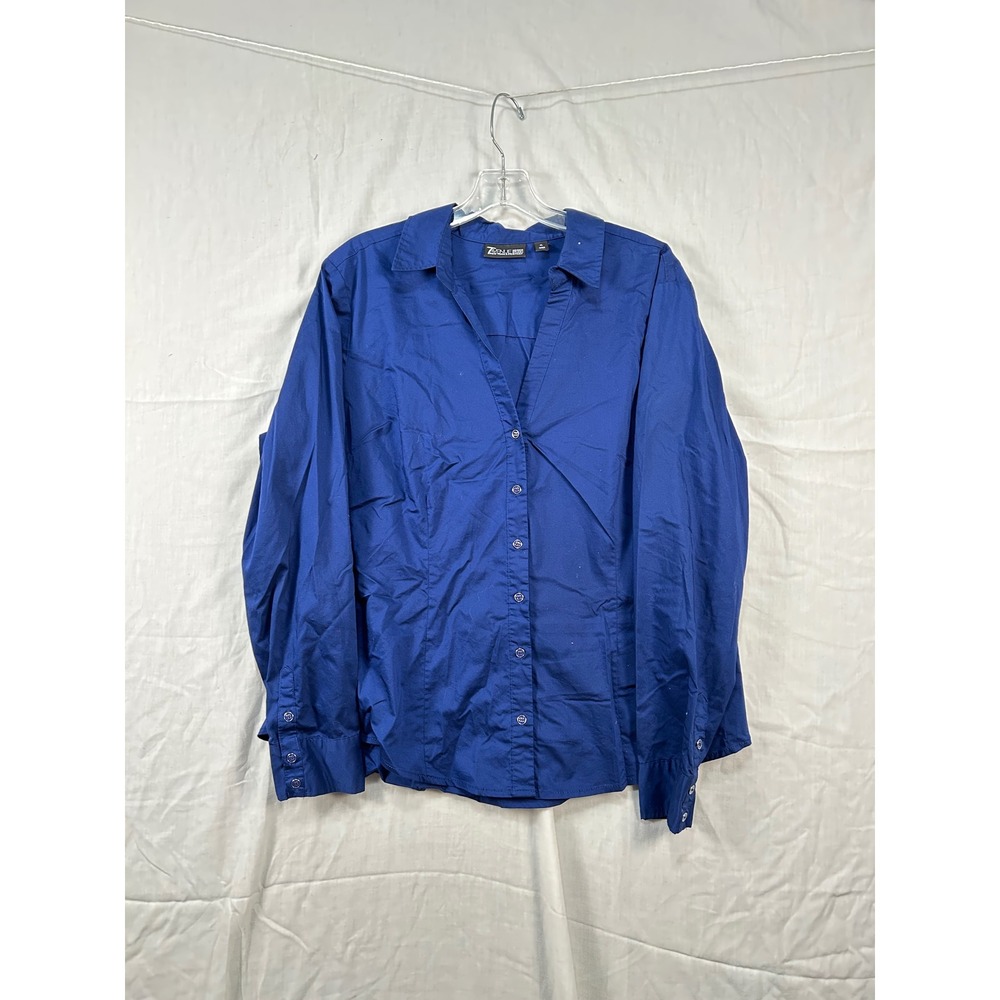 New York & Company 7th Avenue Design Studio Royal Blue Button Blouse XL #2285